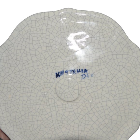 Dedun Pottery Blue And White Bowl Rabbit Motif Around Sides Decor Easter - Picture 5 of 7